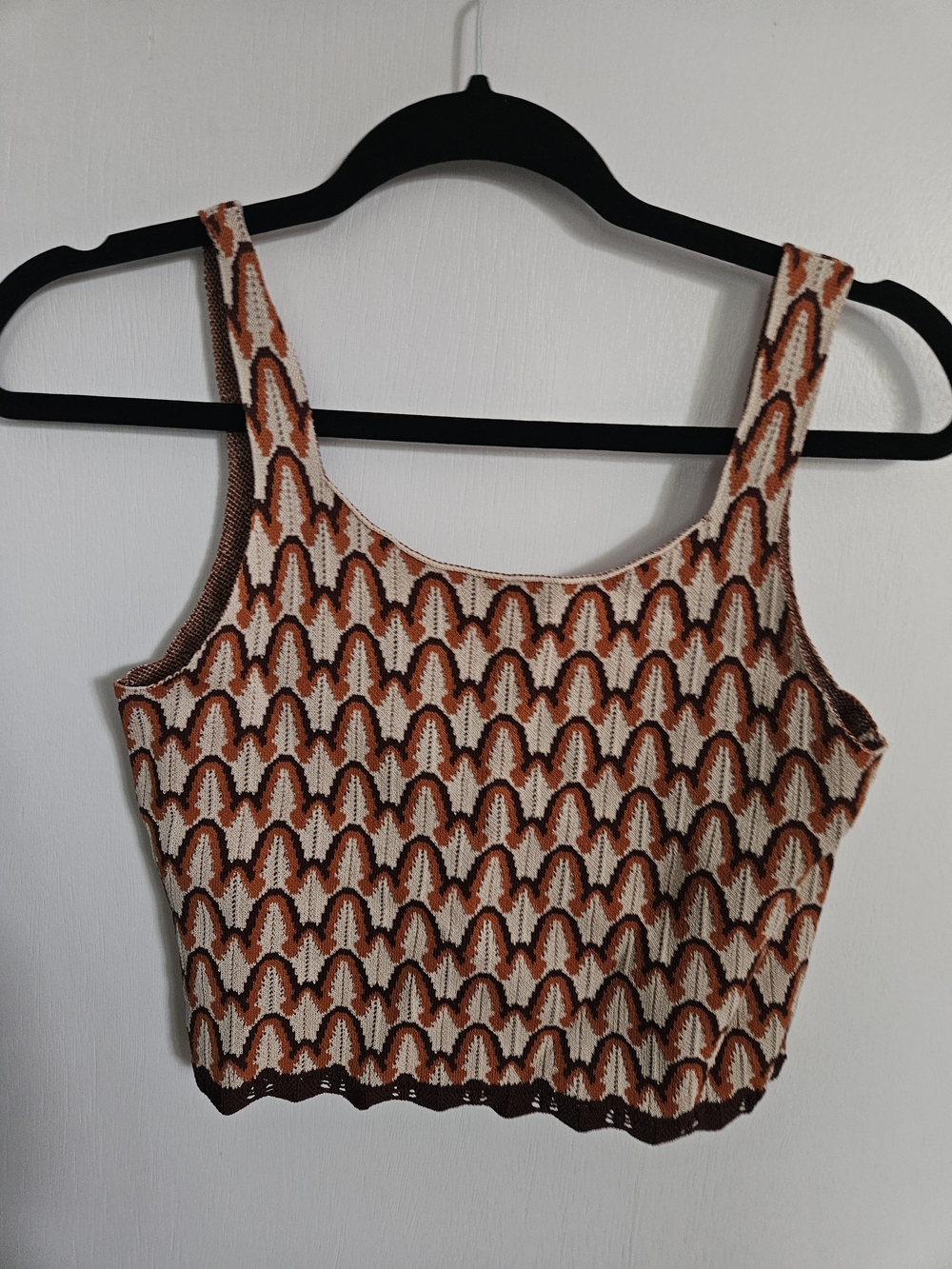 The Normal Brand Orange & Cream Knit Crop Tank